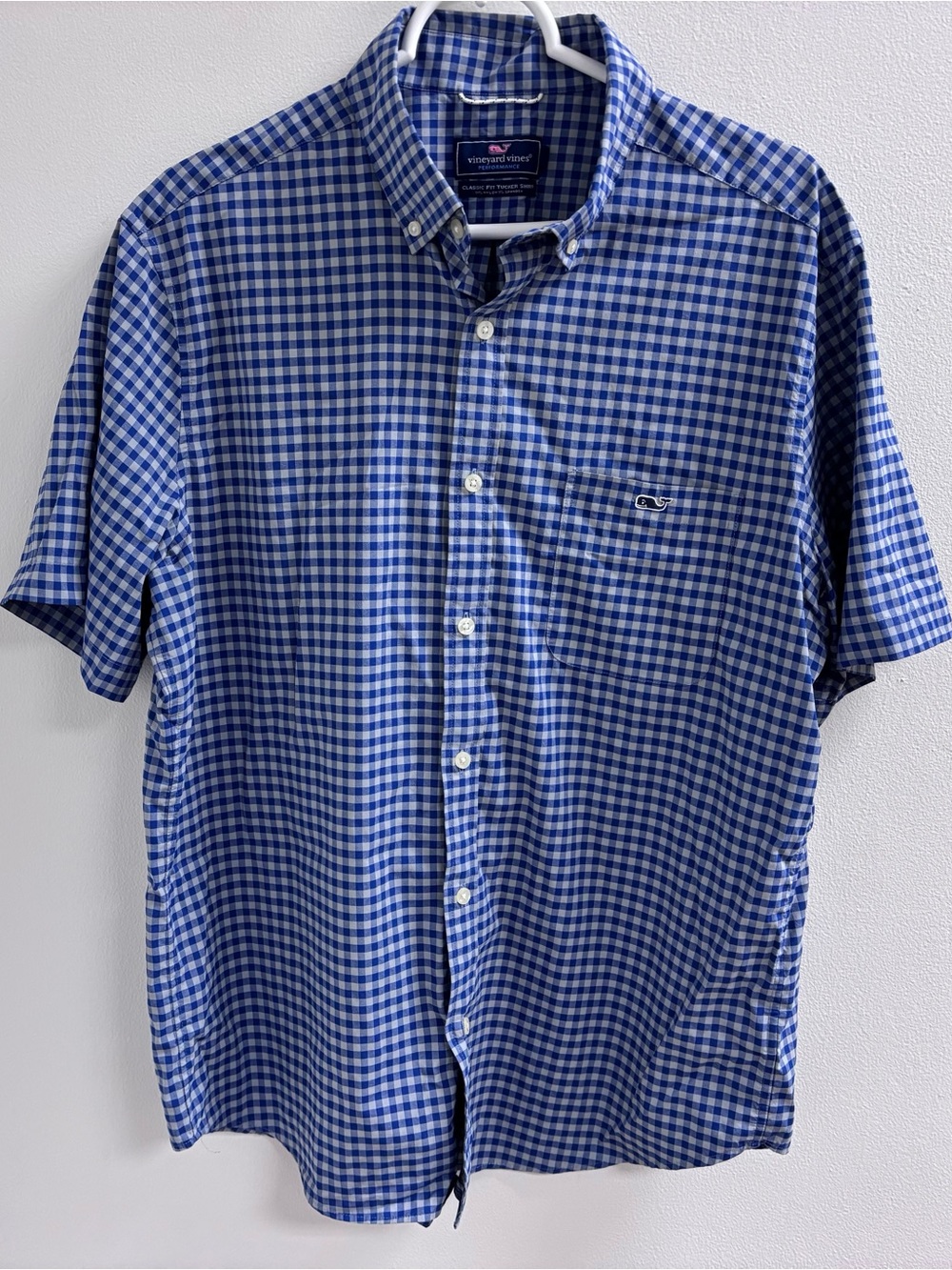 Vineyard Vines Performance Classic Fit Tucker Shirt Blue Gingham Check Large